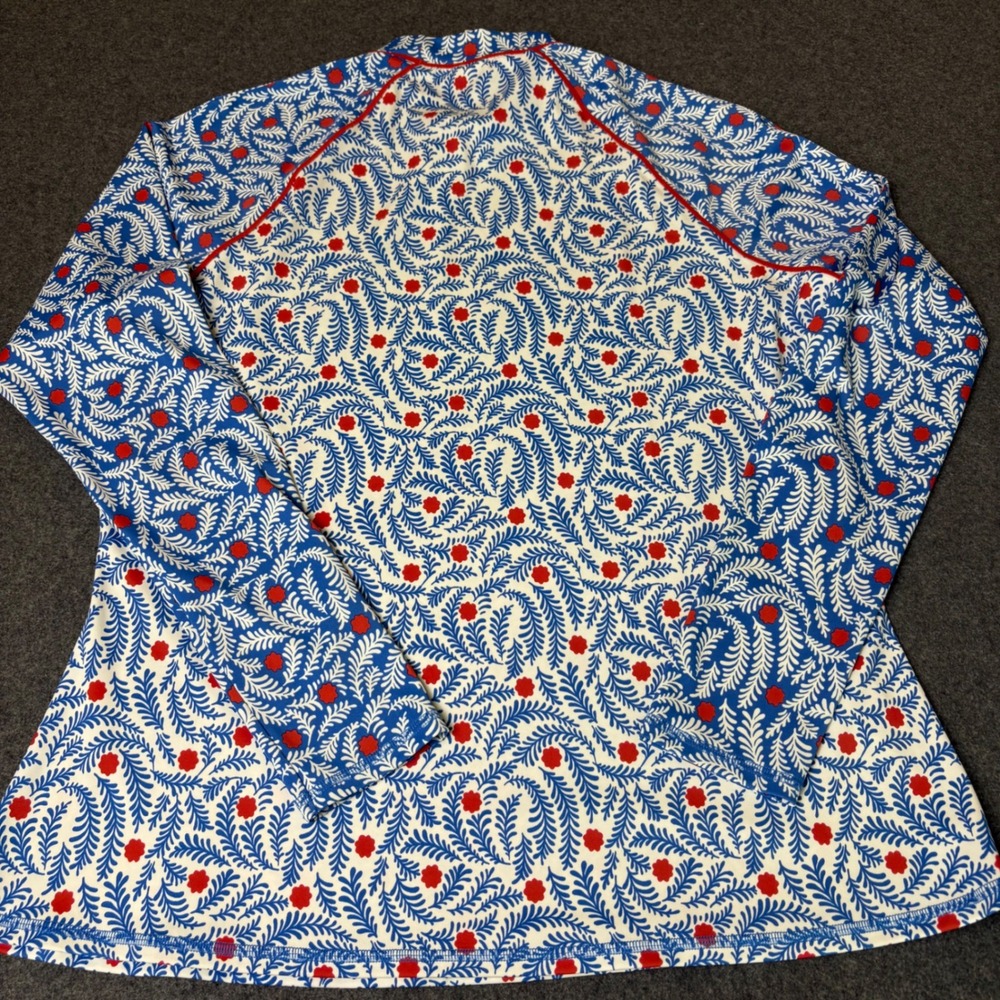 Boden Womens Blue White Red Botanical Leaf Floral Rash Guard Swim Top US 16/18 - Picture 2 of 7